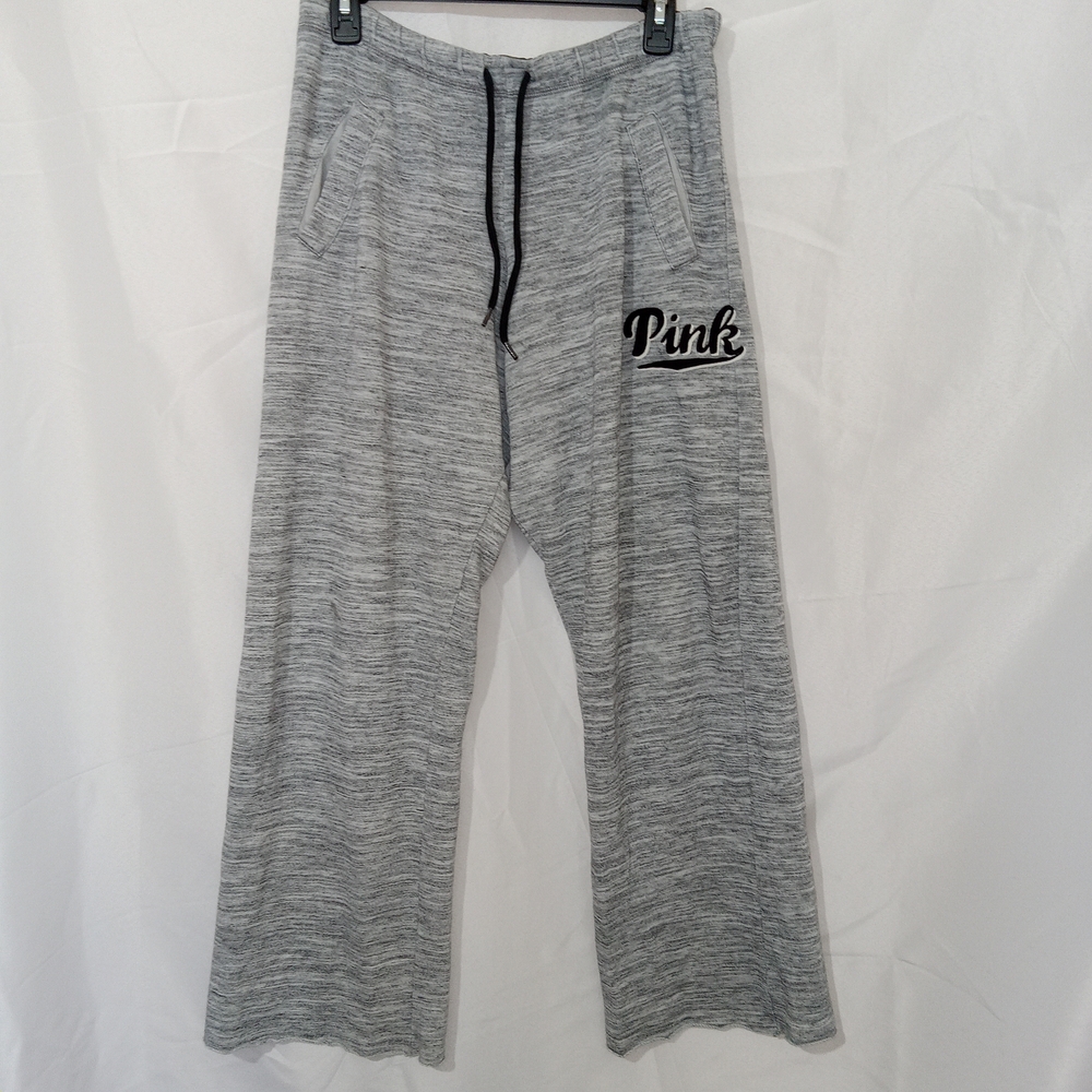 VINTAGE Victoria’s Secret PINK Sweatpants Womens S Flare Gray Embroidered Y2K - Picture 3 of 11